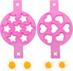 Pancake and Egg Mold 7 Cavity,Reusable Non-Stick Silicone Heart Star Shape Mold with Handle for Making Mini Pancakes, Fried Eggs, Muffins, Burgers