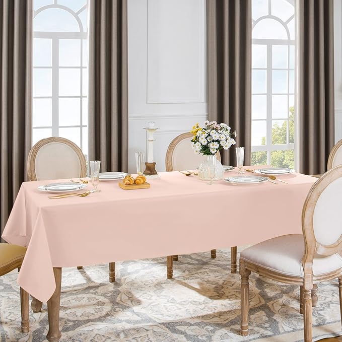Softalker Rectangle Tablecloth, Waterproof & Stain Resistant Table Cloths Wrinkle Free Fabric Washable 210GSM Polyester Table Cover for Spring/Party/Outdoor - 60 x 120 inch,Pink