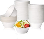 ECOLipak 300 Pack Compostable Paper Bowls, 8 oz Heavy-Duty Disposable Biodegradable Soup Bowls Made of Natural Bagasse, Suitable for Salad, Dessert, Milk, Cereals