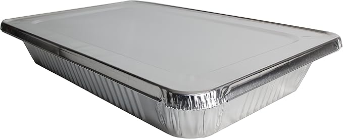 EHOMEA2Z Large Aluminum Pans With Lids Disposable Full Heavy Duty Roasting, Broiling, Baking, Catering Pans 21x13x3 (30, Full-Size w/Lids)
