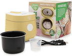 GreenLife Digital Rice Cooker, 2-Cups Uncooked/4-Cups Cooked, Removable Nonstick Ceramic PFAS-Free Pot, One-Touch Presets, Oats, Quinoa, Brown Rice, Auto Keep Warm, Fuzzy Logic Tech, 1.5 QT, Butter Yellow