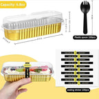 Mini Loaf Pans with Lids and Spoons Sealing Sticker,30 Pcs 6.8oz Cake Pans for Baking Disposable Aluminum Foil Red cake pan (30 PCS GOLD)