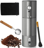 Portable Coffee Grinder Electric Burr Coffee Grinder with 45 Adjustable Settings, Rechargeable Coffee Grinders for Espresso, Travel, Camping and Office (Silver)