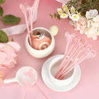 50 Pcs Bow Drink Stirrer, Reusable Acrylic Cocktail Stirrers, 15 cm / 6 in Pink Bow Swizzle Stir Sticks for Cocktails Coffee Bachelorette Party Wedding Festival Decoration