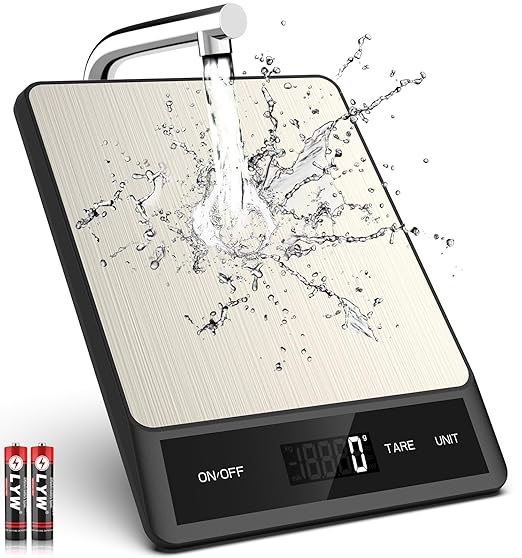 Mik-Nana Food Scale, Digital Kitchen Scale with 6 Units Tare Function & LCD Display, 11lb Stainless Steel Weight Grams and Ounces for Baking, Cooking and Meal Prep (Batteries Included)