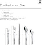 Hammered Silverware Set | Premium 18/10 Stainless Steel Flatware Service for 12 | Heavy-Duty & Dishwasher Safe | Built to Last (60-Piece, Fidenza Hammered)