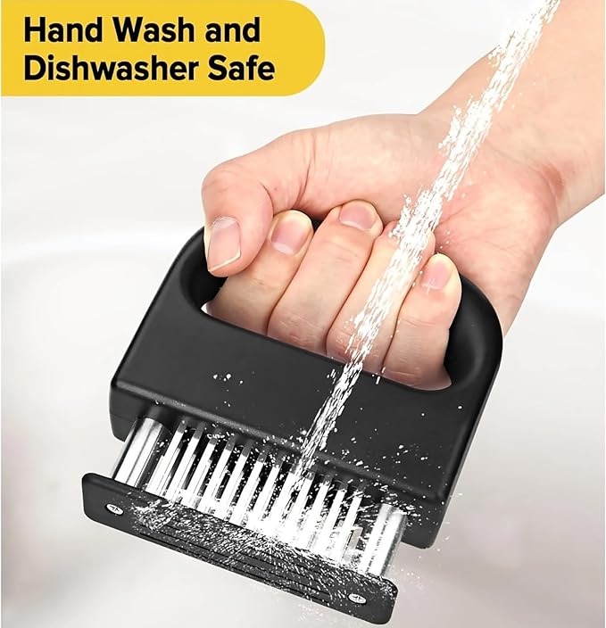 Meat Tenderizer with 48 Stainless Steel Ultra Sharp Needle Blades, Kitchen Cooking Tool for Tenderizing Beef, Chicken, Steak, Veal, Pork, Fish, BBQ, Marinade