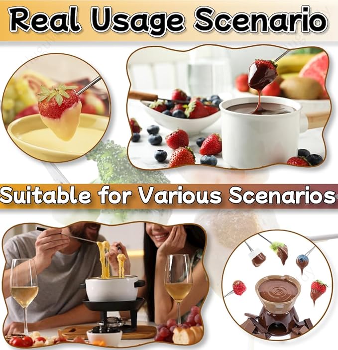 Stainless Steel Fondue Forks 6Pcs 9.1" with Heat Resistant Handle Color Fondue Set Fondue Sticks Fondue Cheese for Grill Cake Chocolate Meat Fruits Cheese Fondue Fountain Roast Marshmallows Dessert