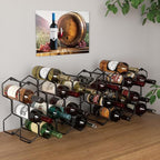 Buruis Countertop Wine Rack, 14-Bottle Modern Freestanding Metal Holder for Red and White Wine, Tabletop, Kitchen, Bar, and Cabinet Storage (Black)