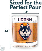 Greenline Goods – University of Connecticut Huskies College Whiskey Glasses (Set of 2), 10 oz – Full-Color Logo + Campus Map