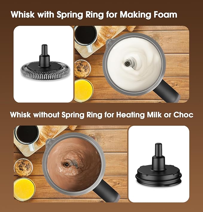 Milk Frother and Steamer, Detachable Electric Milk Frother, Large Capacity Automatic Milk Steamer with LED Touch, Hot & Cold Foam Maker for Coffee, Latte, Cappuccino, Hot Chocolate, Quiet Operation