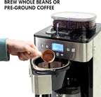 Kenmore Elite Grind And Brew Coffee Maker - Burr Grinding Ground Coffee Bean Hopper With Drip Pot, 12 Cup Programmable Automatic Brew Coffee Machine For Barista Style Cafetera, Use For Kitchen & Café