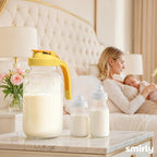 SMIRLY 64 oz Mason Jar Pitcher,Glass Pitcher with Wide Mouth,Water Jug with Double Leak Proof Lid for Iced Coffee,Hot Water,Breast Milk