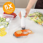 Sunvivi Portable Vacuum Sealer Machine for Food Storage & Preservation – Automatic Air Sealing System with Reusable Bags & Kitchen Accessories – Handheld Food Saver for Home, Sous Vide, White