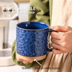 Nihow Ceramic Coffee Mug Set of 4, 16OZ Stackable Coffee Mug Set with Stainless Stand,Large Cup Set for Cappuccino,Tea,Hot/Cold Drinks,Dishwasher & Microwave Safe,Vivid Blue