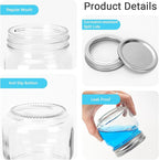 8 oz Glass Mason Jars, 24 Pack Regular Mouth Glass Canning Jars with Silver Aluminum Lids and Bands, Airtight Jam Jars for Food Storage, Pickling, Fermenting, Honey, Jelly, DIY Candles Decor