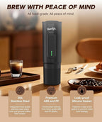 H02 PRO Portable Espresso Machine, Travel Coffee Maker fits NS Capsule & Ground Coffee, Christmas Gift Camping Small Mini Coffee Machine with Self-heating, Electric Espresso Maker