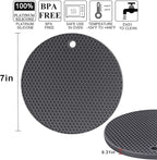 Silicone Trivets for Hot Pots and Pans, 0.31" Thick Trivet Mat for Hot Dishes Set of 4, Heat Resistant Durable Flexible Silicone Mat Pot Mat for Countertop, Easy to Wash and Dry, Dark Gray
