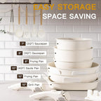 Astercook 23 Pcs Pots and Pans Non Stick Ceramic Cookware Set Detachable Handle, RV Stackable Kitchen Cooking Set Removable Handles, Oven Safe, Induction Ready, Cream White