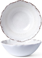 LEHAHA Rustic White Melamine Large Serving Bowl, 2 pieces Set,12 inches (130 OZ) Larger Salad Bowl, Lightweight and Unbreakable Mixing Bowl, BPA Free Melamine Bowls, Dishwasher Safe…