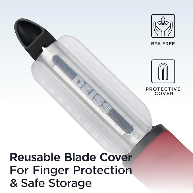 Deiss PRO Premium Swivel Vegetable Peeler - Sharp Stainless Steel Peeler With Easy Non-Slip Hand Grip, Potato Peelers For Kitchen, Fruit, Carrot, Apple, Veggie, Kiwi, Durable, Dishwasher Safe (RED)