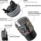 Bento Lunch Box for Kids with 17oz Soup Thermo,Insulated Tumbler Water Bottle and Insulated Lunch Bag,Leak-Proof 3 Compartment Lunch Food Container with with Ice Pack for Kids to School-Game Console