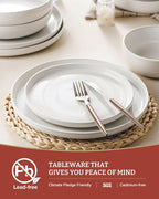 Famiware Milkyway Plates and Bowls Set, 18 Pieces Dinnerware Sets, Dishes Set for 6, White