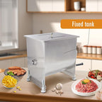 CMI Commercial Stainless Steel Manual Meat Mixers with lid,16Lb/10L Fixed Tank,(Mixing Maximum 15Lb for Meat),Sausage Mixer Machine Meat Processing Equipment