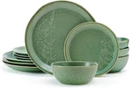 Pfaltzgraff Carrie 12 Piece Dinnerware Set, Service for 4, Green