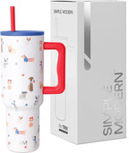 Simple Modern 4th of July 40 oz Trek Tumbler with Handle and Straw Lid | Cup Holder Friendly Insulated Stainless Steel Travel Mug | Patriotic Pets