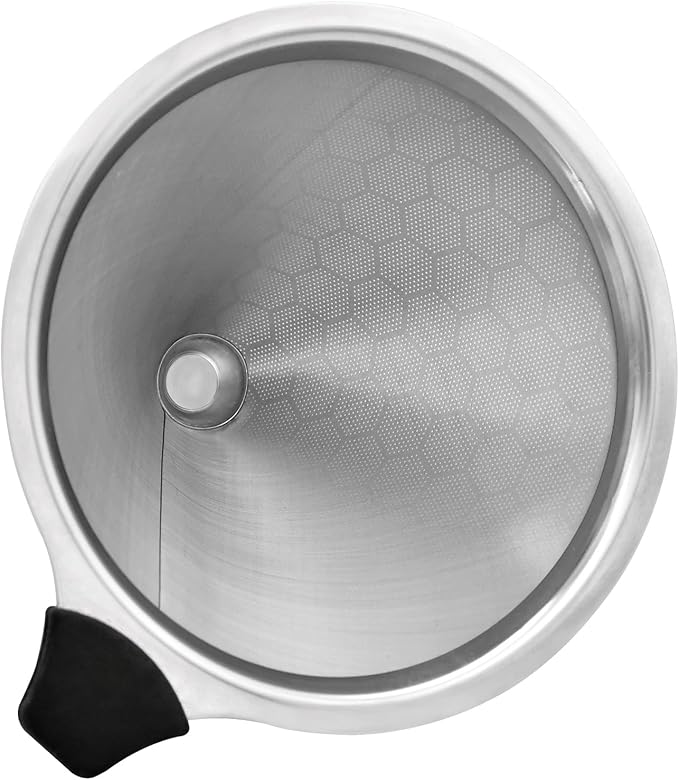 Pour Over Coffee Filter Compatible with Chemex & Hario V60 02 03, Reusable Stainless Steel Metal Cone Slow Drip Coffee Filter, 2-4 Cups Coffee Pour Over Dripper Filters