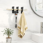 Adhesive Wall Hooks for Towels Coats - Stick On Hooks Hanging Heavy Duty (13lb), Metal Hook for Door, Bathroom, Dorm, Closet - Hanger for Purse, Bag, Robe,Backpack - No Damage to Wall - Black 6 Pack