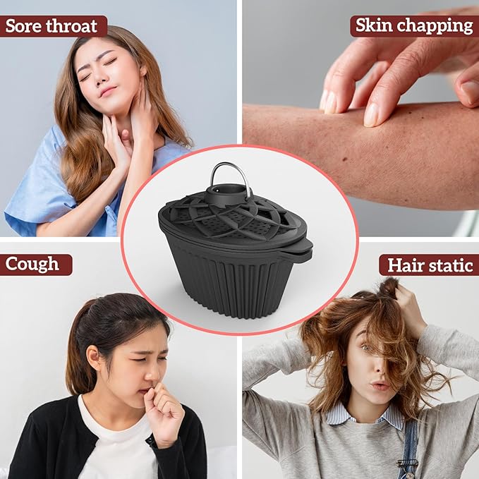 Wood Stove Steamer & Cast Iron Humidifier, 1.4 Qt Fireplace Simmer Pot with Cast Iron Trivet, Dual-Layer Design for Steaming, Humidifying and Stove Protection (Ellipse-1)