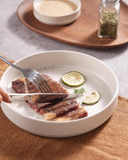 famiware Star 8.25" Pasta Bowls, Large Dinner Bowls Set of 6, Salad Bowl Plates, Shallow Bowls for Eating, Matte White (Full Glaze)