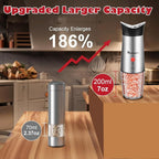 Electric Salt and Pepper Grinder Set: For Gravity Automatic Salt and Pepper Grinder Set with Light Adjustable Coarseness Sea Spice Shakers Stainless Steel Rechargeable Spice Peppercorn Mill