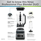 Ninja BN751 Professional Plus DUO Blender, 1400 Peak Watts, 3 Auto-IQ Programs for Smoothies, Frozen Drinks & Nutrient Extractions, 72-oz. Total Crushing Pitcher & (2) 24 oz. To-Go Cups, Black