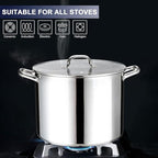 20 QT Stainless Steel Large Stock Pot, LIANYU Heavy Stockpot with Glass Lid, Deep Soup Canning Pot for Stewing Simmering, Tri-ply Base for Induction, Halogen Cooktops, Dishwasher Safe