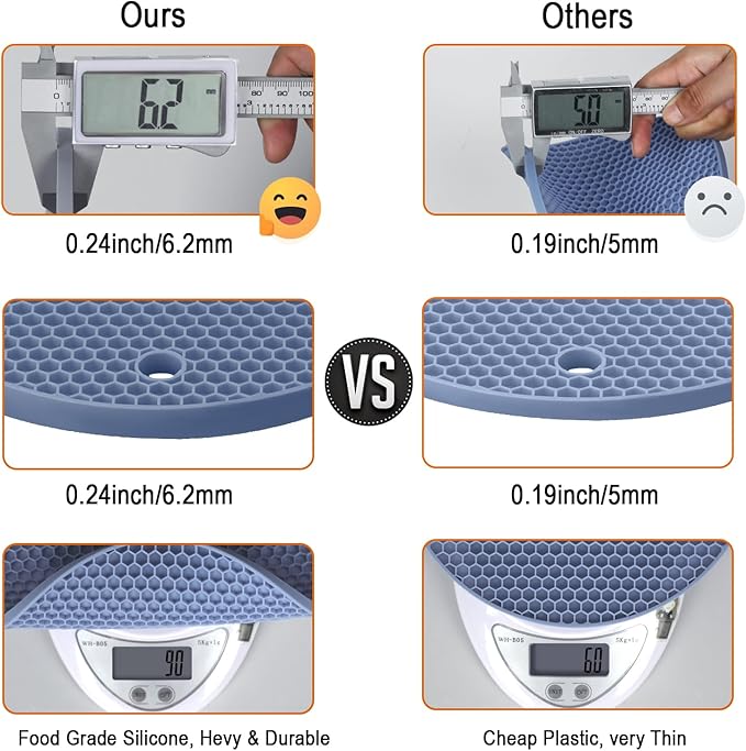 Silicone Trivets for Hot Dishes, Multi-Purpose Pot Holders 4PCS 2 Sizes 7 Inch & 9 Inch, Heat Resistant Non-Slip Silicone Trivet Mats Hot Pads for Kitchen Counter, Trivet for Hot Pots and Pans (Blue)