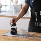 ONTUBE Honey Jar with Dipper and Lid, Ceramic Honey Pot 12oz, Black