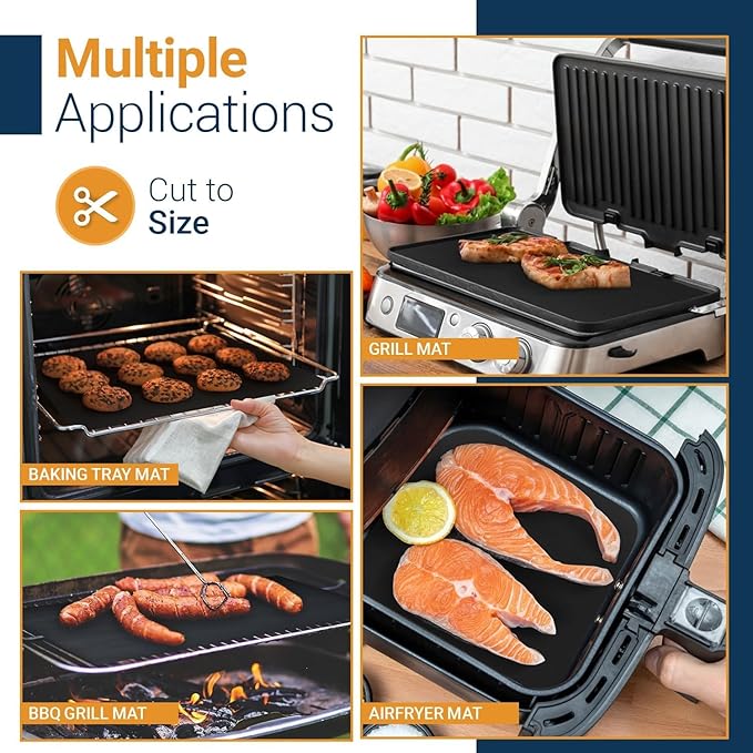 Oven Liners for Bottom of Oven - Large Heavy Duty Mats, 17” x 75” Non-Stick Reusable Liner for Electric, Gas, Toasters, Grills - BPA & PFOA Free Kitchen Accessory to Keep It Clean (Black)