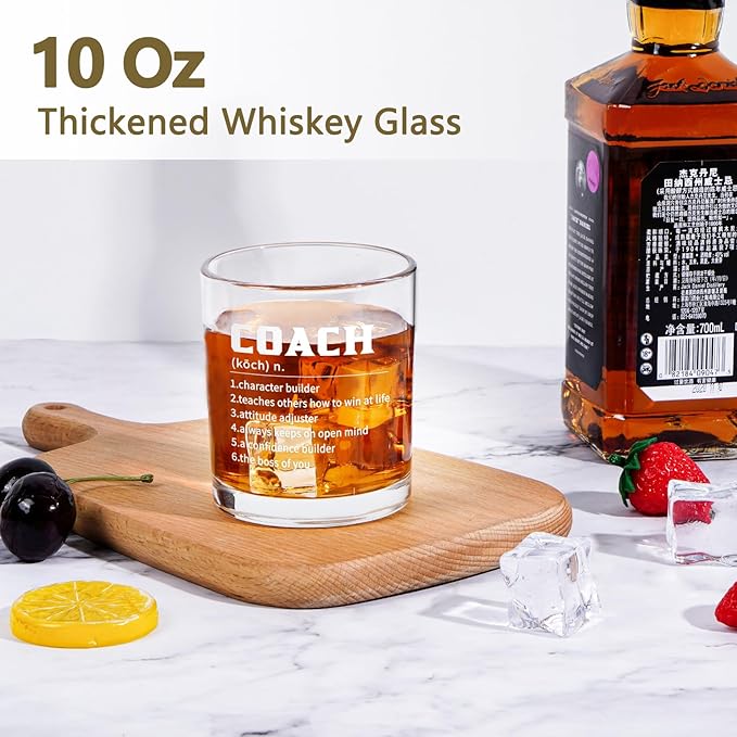 Futtumy Coach Definition Whiskey Glass, Coach Gifts for Men, Basketball Baseball Coach Gifts, Best Gift-idea for Soccer Softball Volleyball-Coach for Graduation Christmas Birthday
