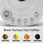 BUYDEEM K156 Tea Maker, Electric Kettle for Coffee and Tea Brewer, 6 Brew Strength Selection for Extracting, 4 Temperature Settings, Boil Dry Protection, 2 Hours Auto Keep Warm, Oat White, 1.5L/1.6QT