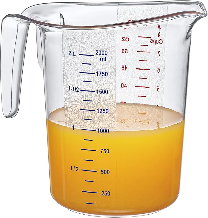 Amazing Abby - Melissa - Unbreakable Plastic Measuring Pitchers (1-Pack), Food-Grade Measuring Jugs, 8-Cup Capacity (2-Quart), Stackable and Dishwasher-Safe, Great for Oil, Vinegar, Flour, More