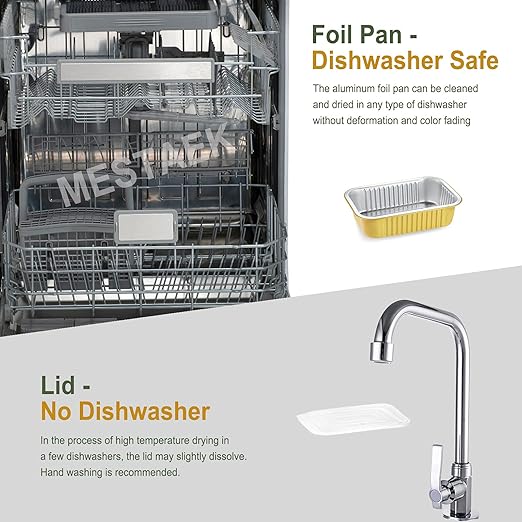 6"x 4" Sturdy Aluminum Foil Pans + Lids (5 Pack), 2X Thicker Heavy Duty for Oven, Grill, Microwavable Cooking Baking, Reusable Freezable Dishwasherable Disposable Tin Pot Container 25oz