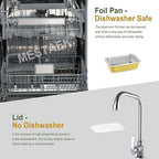 6"x 4" Sturdy Aluminum Foil Pans + Lids (5 Pack), 2X Thicker Heavy Duty for Oven, Grill, Microwavable Cooking Baking, Reusable Freezable Dishwasherable Disposable Tin Pot Container 25oz