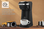 2 in 1 Single Serve K cup Coffee Maker 6-14Oz,With Travel Cup,Mini Single Coffee Maker Machine,One Button Operation,Auto Shut Off,800W With Reusable Filter