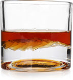 LIITON Smoky Mountain Heavy Crystal Whiskey Glasses Gift Set of 2, Thick Freezable Bourbon Glass 1lb Each, Premium Whiskey Gifts for Men, Frozen Crystal Chills Cocktails, 10 oz