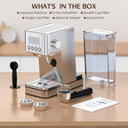 Espresso Machine 20 Bar, Stainless Compact Espresso Maker with Steam Milk Frother, 57.5OZ Water Tank, Touch Screen Indicator of Making Time, for Latte, Cappuccino, Silver (2025 updated model)