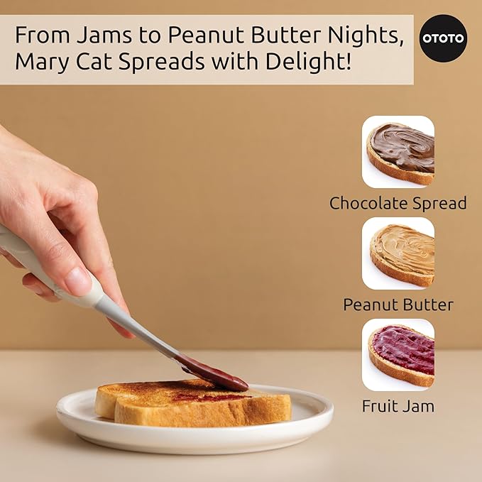 OTOTO Jar Scraper Spatula - Silicone Scraper, Cute Kitchen Accessories, Unique Fun Cooking Kitchen Gadgets for Foodies - BPA-free & 100% Food Safe (Mary Cat)