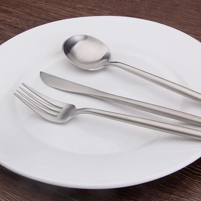 Matte Silverware Set, SHARECOOK 20-Piece Stainless Steel Satin Finish Flatware Set Service for 4, Kitchen Utensil Set, Tableware Cutlery Set for Home and Restaurant